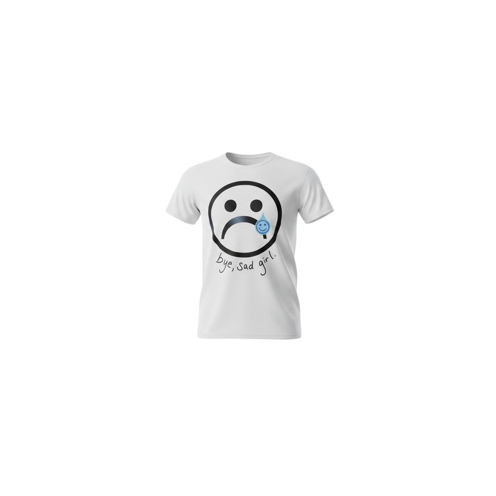 Comfort Wash Graphic Tee Unisex Small White Bye Sad Girl Tell Your Friends Shirt